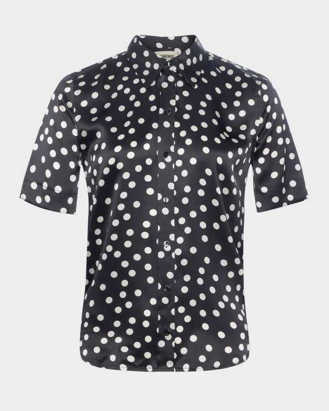 Ellah Polka-Dot Silk Blouse